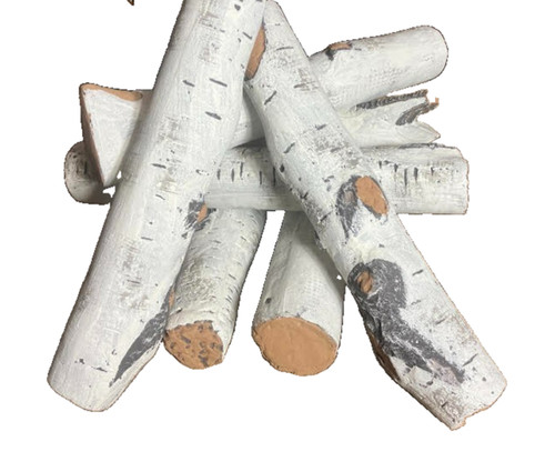 Logs ceramic white birch gas - white,